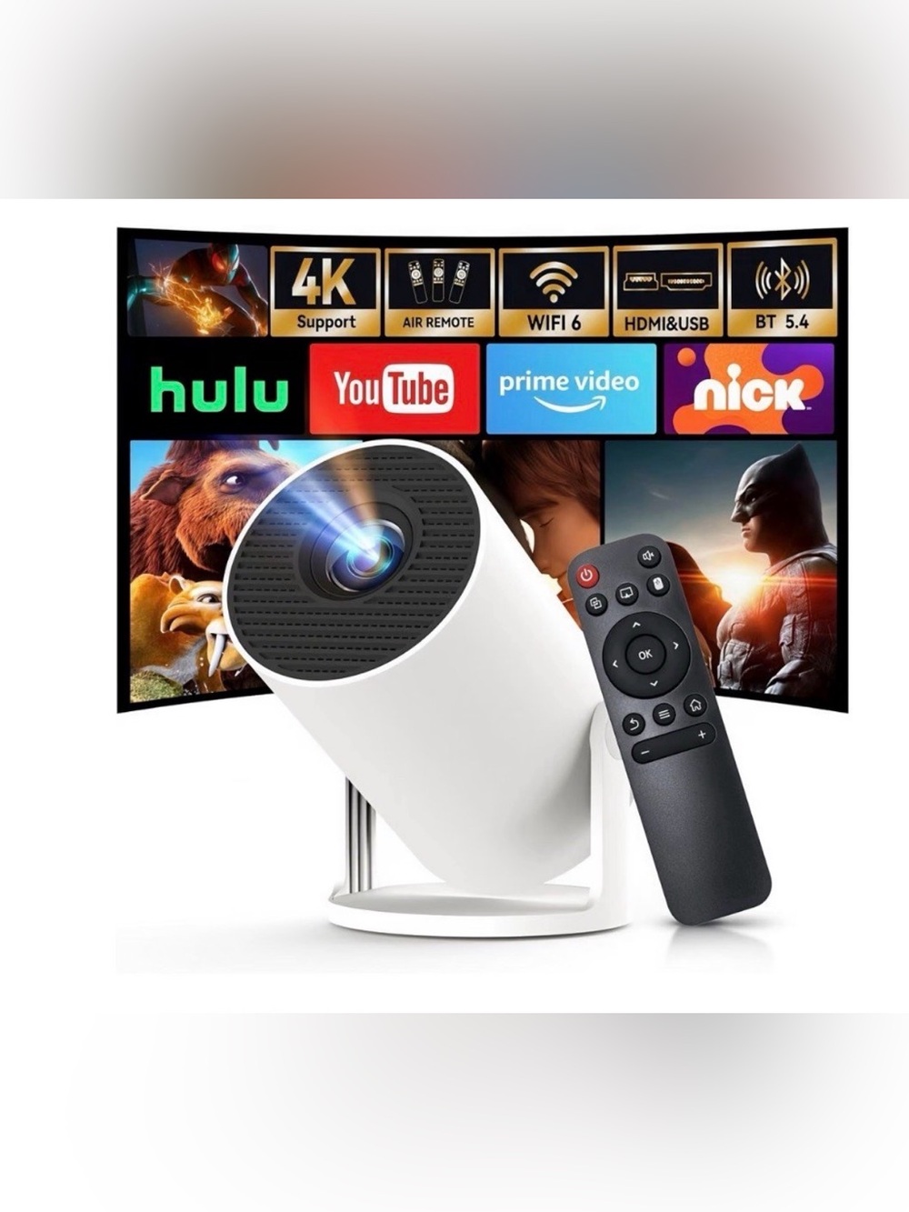 Built-in Apps & 2026 Upgraded] Mini Projector with Wi-Fi 6 & Bluetooth 5.4